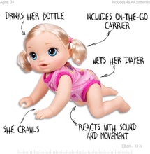 Load image into Gallery viewer, Baby Alive Dolls Baby Go Bye Bye 25+ Sounds & Phrases Blonde Girl Kids Toys -