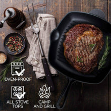 Load image into Gallery viewer, Cast Iron Skillet Frying Pan Flat Griddle Grill Kitchen Cookware 30cm -