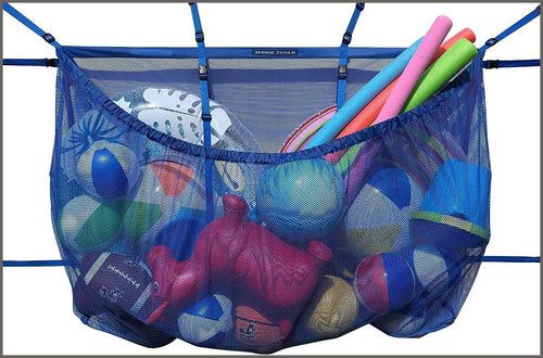 MESH TITAN Hanging Storage Bag (Blue) - Organizer for Pool - 