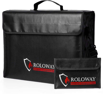 ROLOWAY Large (17 x 12 x 5.8 inches) Fireproof Bag, XL Fireproof Document Bags - 