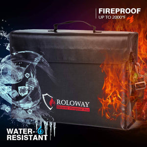 ROLOWAY Large (17 x 12 x 5.8 inches) Fireproof Bag, XL Fireproof Document Bags - 