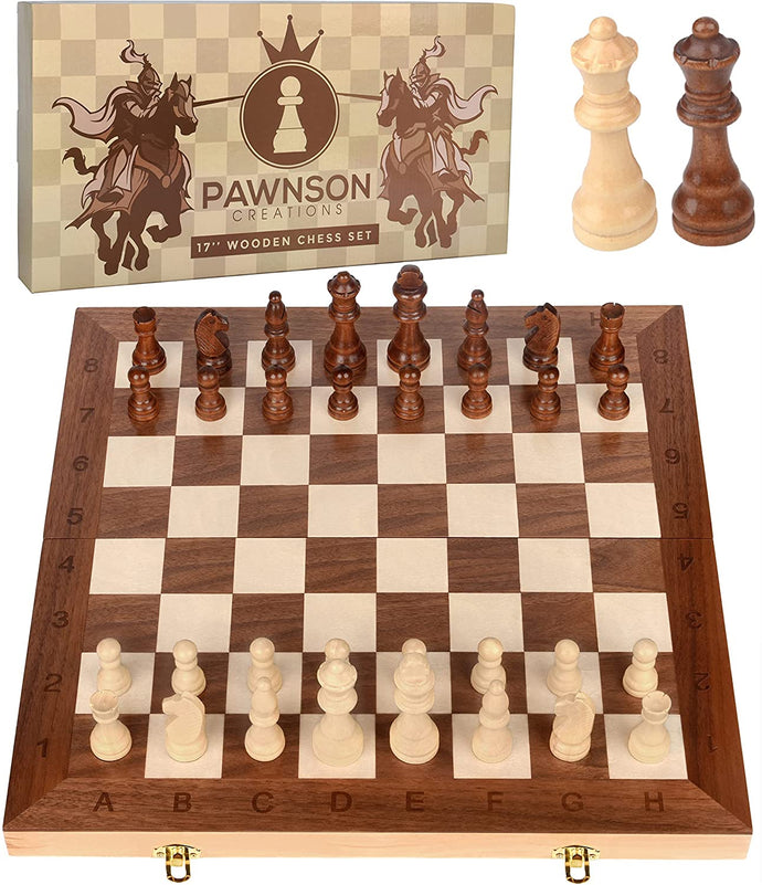Chess Armory Chess Sets 15 Inch Wooden Chess Set Board Game for Adults and  Kids with Extra Queen Pieces & Storage Box