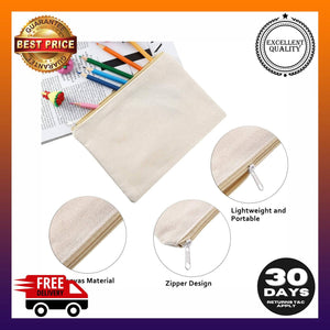 16 Pack Multi-Purpose Cosmetics Bag with Zipper Cotton Canvas Makeup Pouches - 