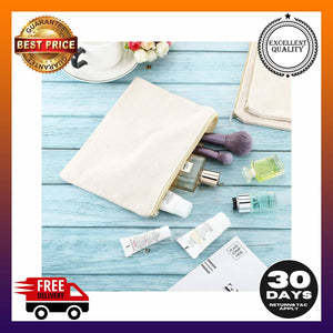 16 Pack Multi-Purpose Cosmetics Bag with Zipper Cotton Canvas Makeup Pouches - 