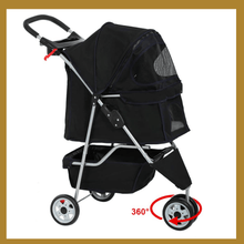 Load image into Gallery viewer, 3 Wheel Collapsible Pet Stroller Black - 
