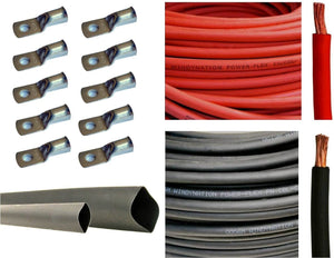 4 Gauge 4 AWG 10 Feet Red + 10 Feet Black Welding Battery Pure Copper Flexible - 