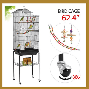 62.4"  Metal Bird Cage with Detachable Stand - 