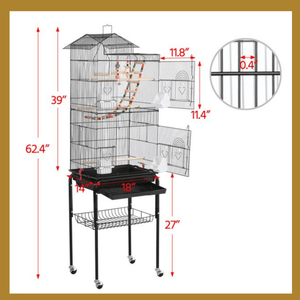 62.4"  Metal Bird Cage with Detachable Stand - 
