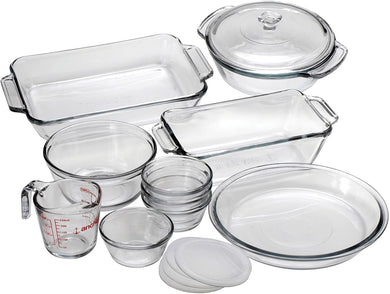 Anchor Hocking Oven Basics 15-Piece Glass Bakeware Set with Casserole Plate - 