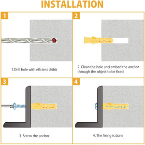 Anchors Screws VIGRUE Drywall Self Drilling  Ribbed Anchors Kit 200PC - 
