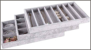 Autoark Ice Velvet Stackable Jewelry Tray Showcase Display Organizer - 