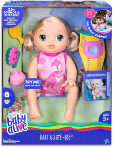 Baby Alive Dolls Baby Go Bye Bye 25+ Sounds & Phrases Blonde Girl Kids Toys - 