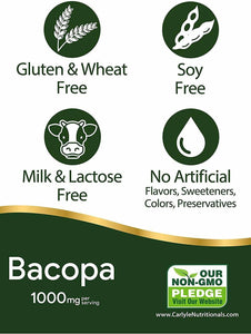 Bacopa Monnieri 1000 mg Brain development Non GMO Gluten Free - 