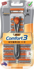 Load image into Gallery viewer, BIC Hybrid 3 Advance Men&#39;s Razors Kit - Pack of 1 Handle and 12 Cartridges - 
