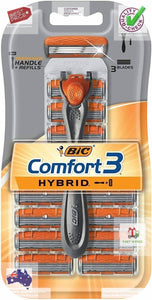 BIC Hybrid 3 Advance Men's Razors Kit - Pack of 1 Handle and 12 Cartridges - 