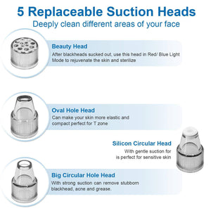 Blackhead Remover Vacuum Pore Vacuum Cleaner Electric Suction Facial Tool Set - 