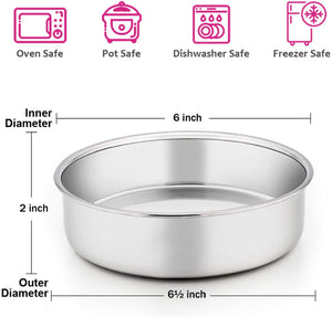  E-far 4 Inch Small Cake Pan Set of 3, Stainless Steel Mini  Round Smash Cake Baking Pans, Non-Toxic & Healthy, Mirror Finish &  Dishwasher Safe: Home & Kitchen