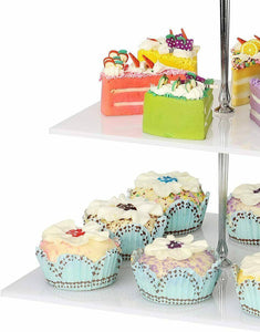 Cake stand 3 Tier Square Acrylic Handle Cupcake Stand Silver Crown - 