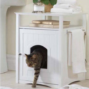 Cat Washroom Litter Box Cover Zooville Night Stand Pet House - 