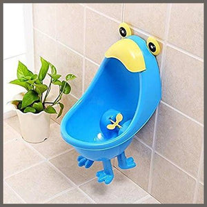 CdyBox Baby Wall Mounted Training Urinal Children Potty Toilet with Funny Whirling Target (Blue) - 