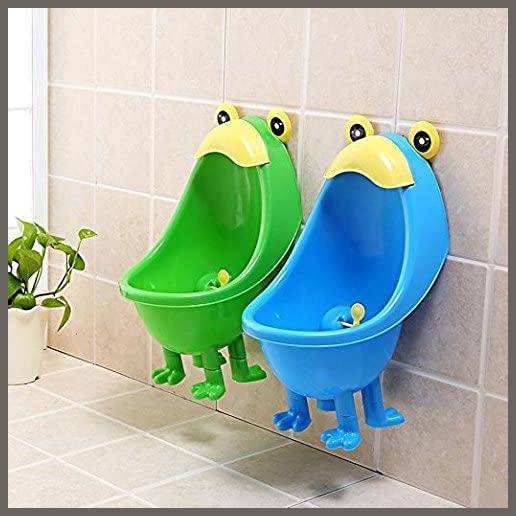CdyBox Baby Wall Mounted Training Urinal Children Potty Toilet with Funny Whirling Target (Blue) - 
