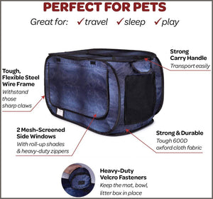 Cheering Pet Portable Pop Up Cat Cage Travel Crate with Collapsible Litter Box