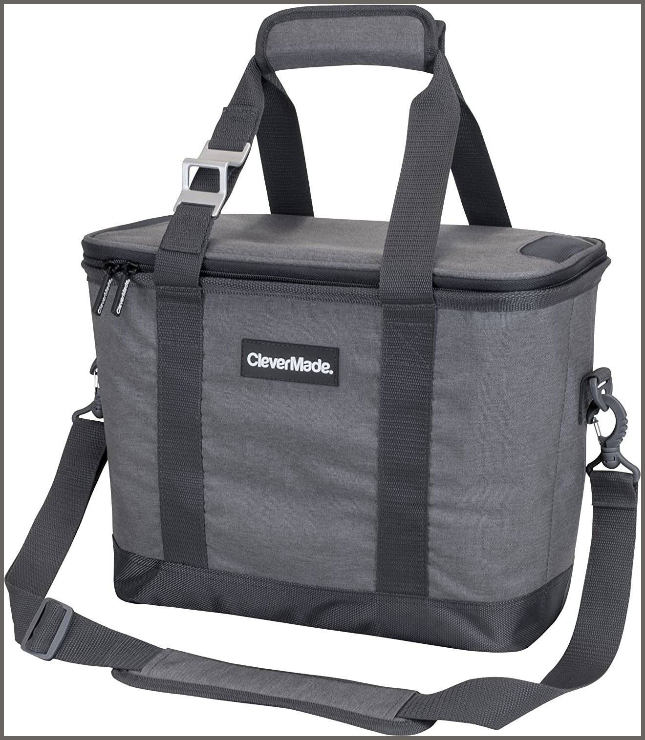 CleverMade Collapsible Cooler Bag with Shoulder Strap Insulated Leakproof 30 Can Portable Soft Beverage Tote