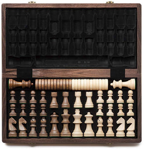 Contemporary chess Tournament Classic 15"  German Knight Wooden Checkers Set - 