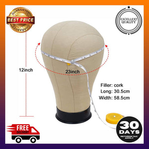 Cork Canvas Block Head Mannequin Head for Making Wig Display Styling Head - 