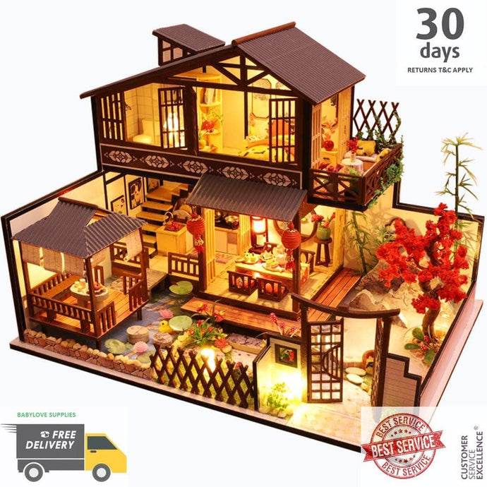 Cutebee Dollhouse Miniature with Furniture DIY Dollhouse Kit Plus Dust Proof - 