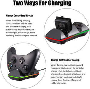 CVIDA Dual Xbox One/One S/One Elite Charging Station Xbox Controller 2 x Batter - 