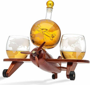 Decanter SET Airplane Globe Set  Whisky Glasses USA IMPORT gift set - 
