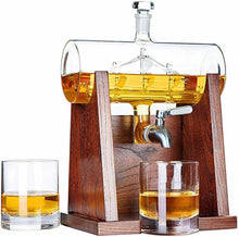Load image into Gallery viewer, Decanter SET glasses 1250ml Lead Free Barrel Ship Dispenser USA IMPORT - 
