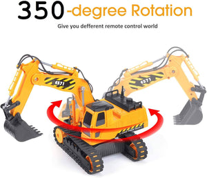 DOUBLE E Remote Control Excavator Toy Truck 1/26 with Rechargeable Battery - 