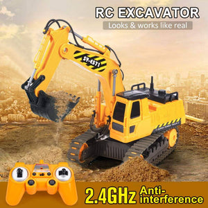 DOUBLE E Remote Control Excavator Toy Truck 1/26 with Rechargeable Battery - 