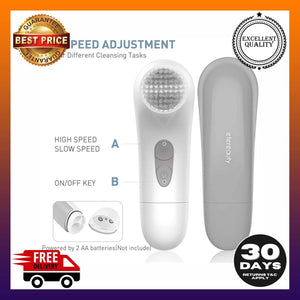 ETEREAUTY Facial Cleansing Brush Waterproof Face Brush with 4 Brush Heads 2 Gray - 