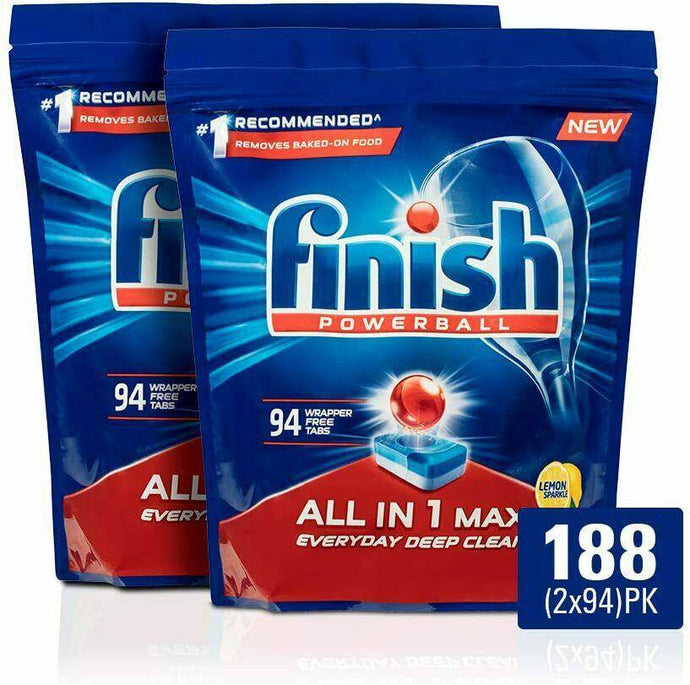 Finish Powerball All In 1 Max Dishwasher Tablets Lemon 188 Pack (2x94) - 