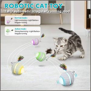 FOCUSPET Robotic Cat Toys,Automatic Irregular USB Charging 360 Degree Self Rotating Ball - 