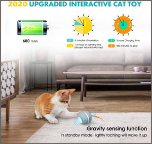 FOCUSPET Robotic Cat Toys,Automatic Irregular USB Charging 360 Degree Self Rotating Ball - 