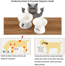 Load image into Gallery viewer, FOREYY Raised Cat Food and Water Bowl Set, Elevated Ceramic Cat Feeder Bowls - 
