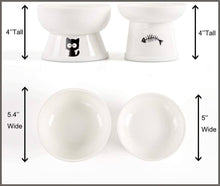 Load image into Gallery viewer, FOREYY Raised Cat Food and Water Bowl Set, Elevated Ceramic Cat Feeder Bowls - 
