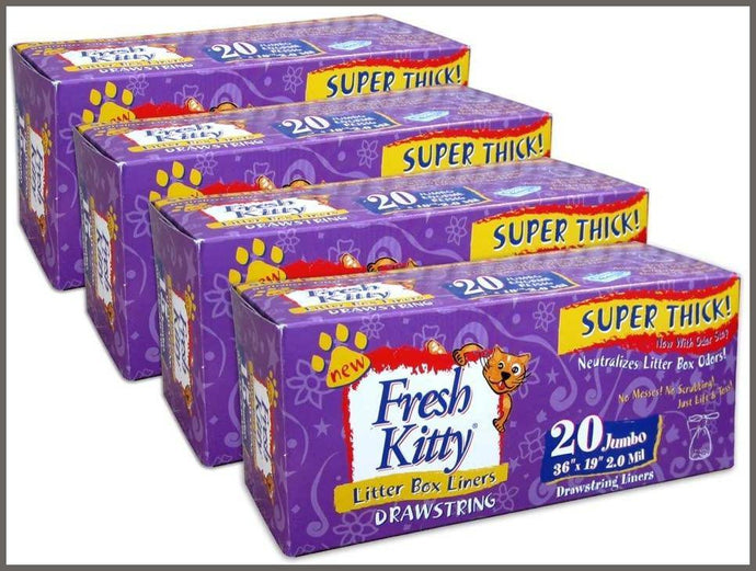 Fresh Kitty Super Thick, Durable, Easy Clean Up Jumbo Drawstring Scented Litter Pan Box Liners - 