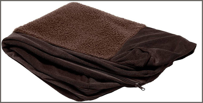 Furhaven Pet Dog Bed Cover - Faux Fleece and Chenille Soft Woven Traditional Sofa - 