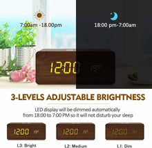 Load image into Gallery viewer, Alarm Clock Wireless Charging  iPhone Samsung  Wood Digital LED - g

