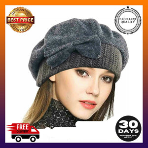 French Beret Dress Beanie Winter Hat  Luxury Lady Wool - g