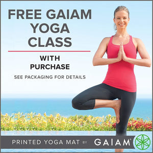 Gaiam Yoga Mat Premium Print Extra Thick Non Slip Exercise & Fitness Mat - 