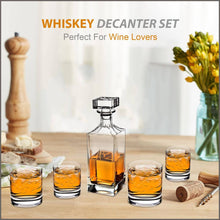 Load image into Gallery viewer, Godinger Glass 5-Piece Social Whiskey Decanter and Double Old Fashioned Set - 
