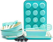 Load image into Gallery viewer, GreenLife CC002429-001 Bakeware Ceramic Baking Set, 12pc, Turquoise - 
