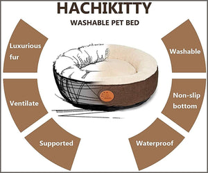 HACHIKITTY Washable Cat Warming Bed Round, Cat Beds Indoor Cats Medium, - 