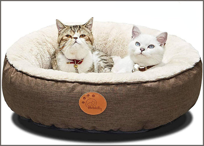 HACHIKITTY Washable Cat Warming Bed Round, Cat Beds Indoor Cats Medium, - 